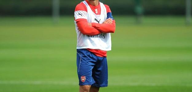 Lukas Podolski em treino do Arsenal: atacante deverá deixar os Gunners